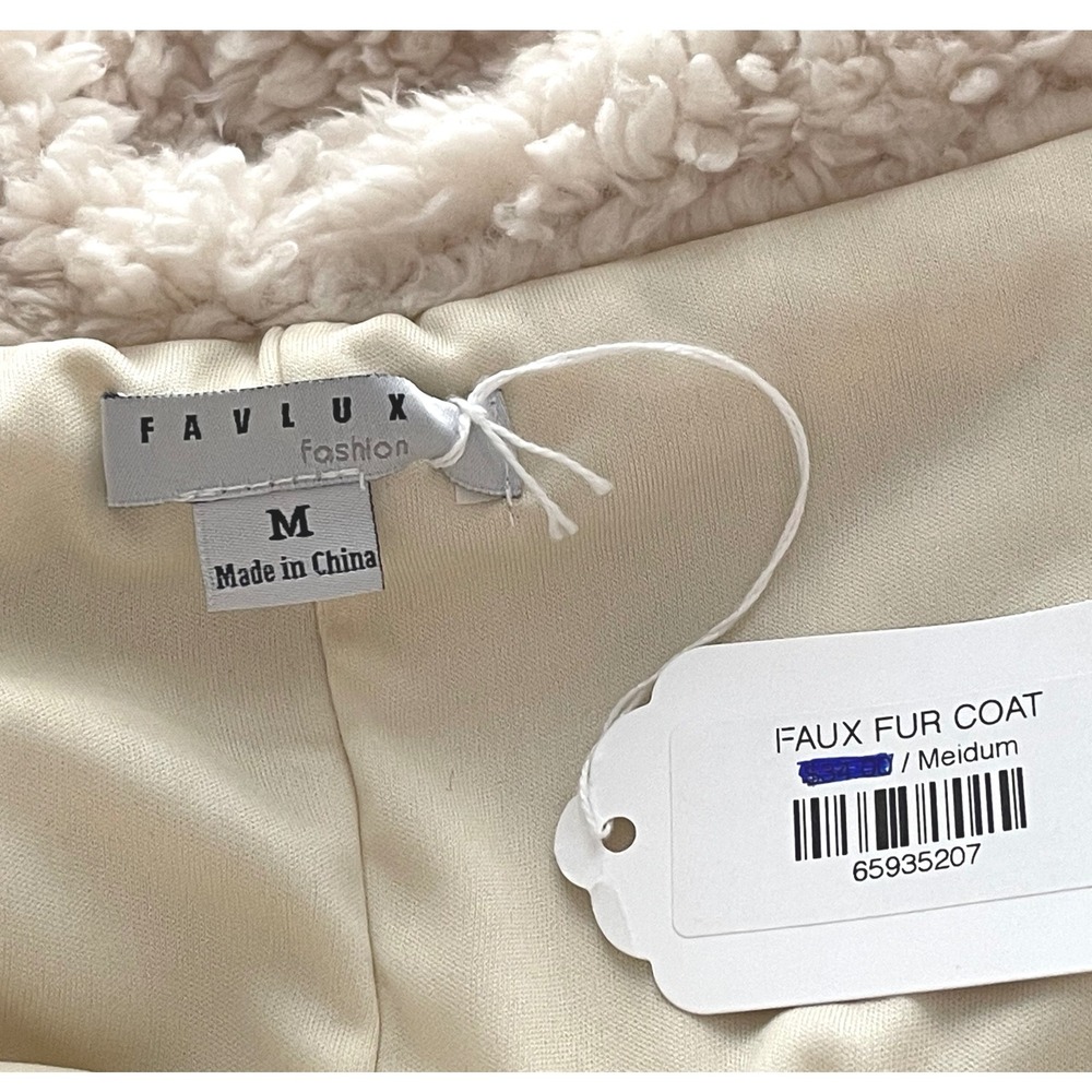 NWT Womens Teddy Coat Cowl Hood Pockets M Cream Soft Girl Y2K Streetwear - Picture 5 of 11